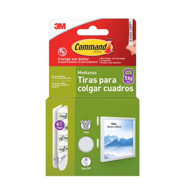 TIRAS ADHESIVAS MEDIANAS 4 JG 17204WHI-4-ISP 3M COMMAND 5 KG