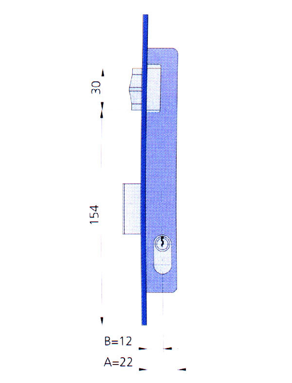 CERRADURA EMBUTIR MET HN/CL 1963V/5 CVL 12 MM