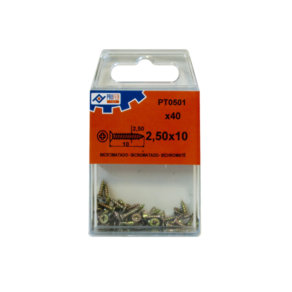 TIRAFONDO C/PLAN POZI BIC C/9 48551-PT0522 PROFER TOP 4X40 MM