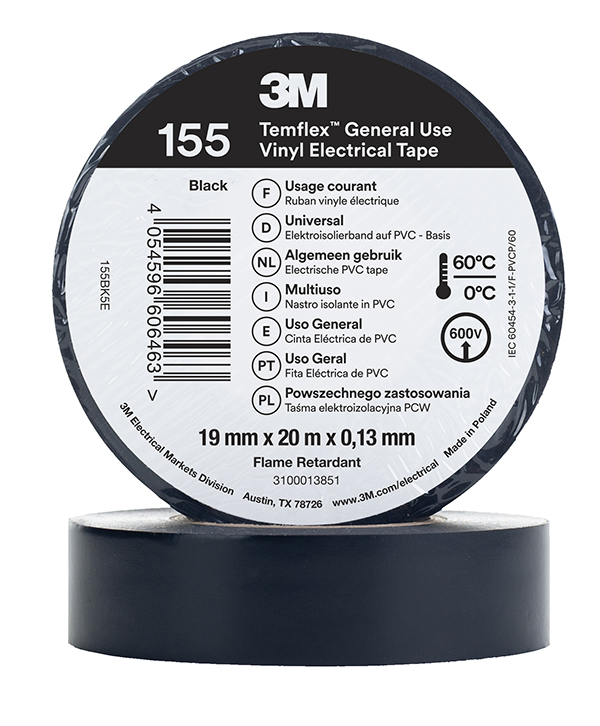 CINTA AISLANTE GRIS TEMFLEX 155 3M 20 MX19 MM