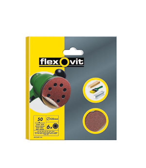 DISCO LIJA VELCRO 6 AGUJ PQ 6 GRANO 120 FLEXOVIT 150 MM