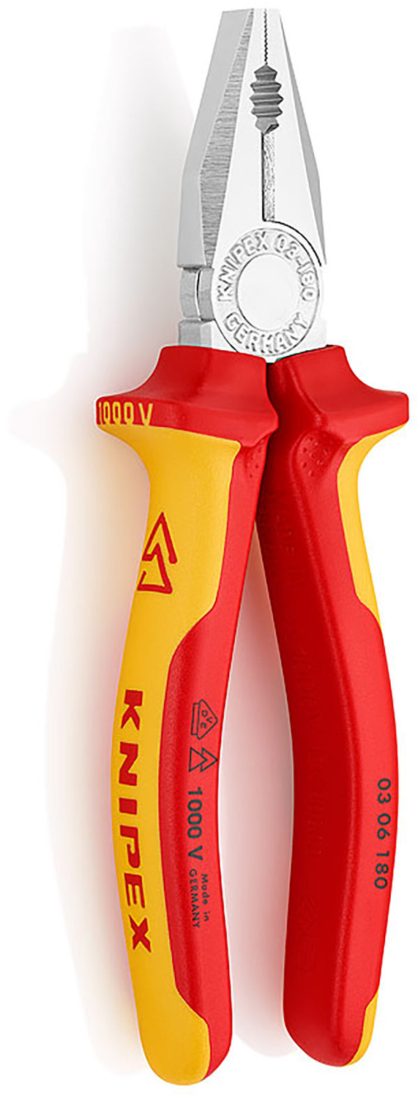 ALICATE UNIVERS. AISLADO 1000V 03.06.180 KNIPEX 180 MM