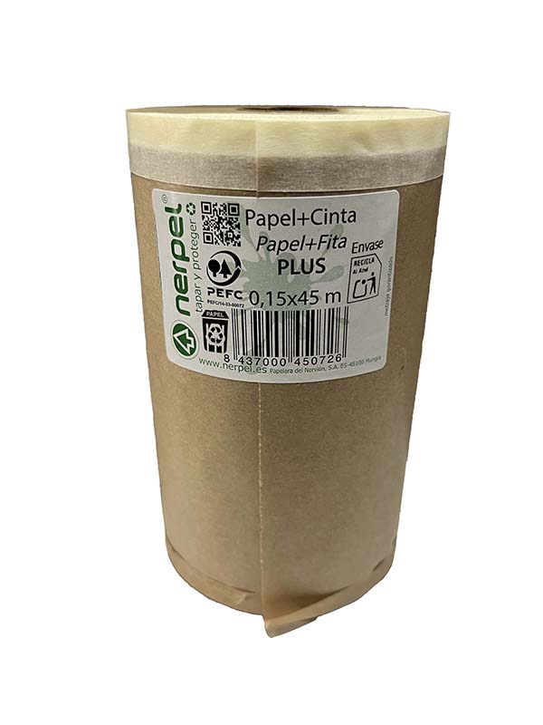 PAPEL KRAFT PLUS C/CINTA 45 M 2615 NERPEL PLUS 15 CM