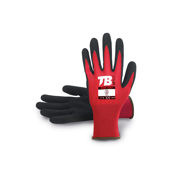 GUANTE NYLON ROJO NITRILO PALMA 700RMF TOUCH BODERO T.7