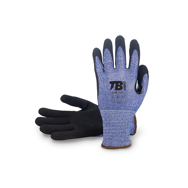 GUANTE FIBRA V AZUL NITRILO PALMA 413RF TFLN BODERO T.10